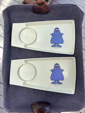 Vintage 70s McDonalds Happy Meal Serving Trays- Grimace Set Of 2